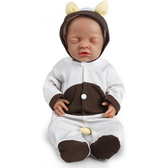 🆕16inch Full Platinum Silicone Baby Doll Reborn Eyes Closed Lifelike Baby Girl - Picture 1 of 5